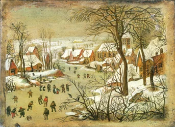 Winter Landscape with figures on a Frozen River